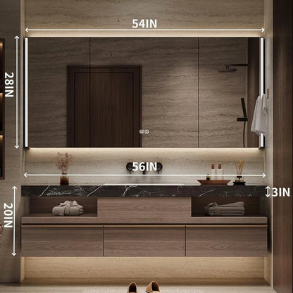 52” - 68” Floating Bathroom Vanity with Black Textured Countertop