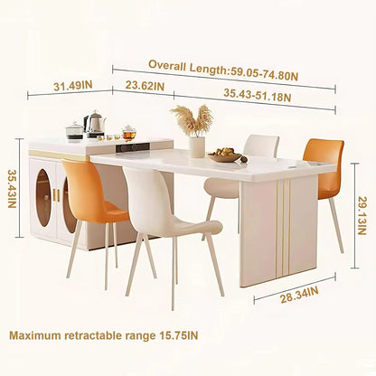 59” - 67” Light Luxury Kitchen Island with Various Storage Spaces & Flexible Socket (No Chair)