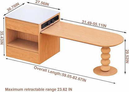 75” - 81” Unique Log Kitchen Island Includes Shaped Table Leg Design (No Chair)