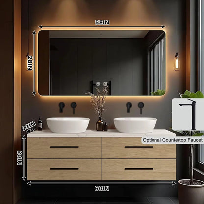 60” - 78” Wall-Mount Vanity Includes Modern Floating Design