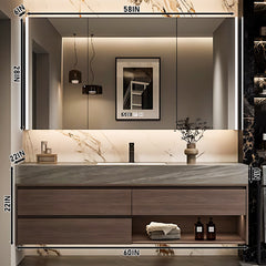 Solid Wood Bathroom Vanity Set with Single Sink and Open