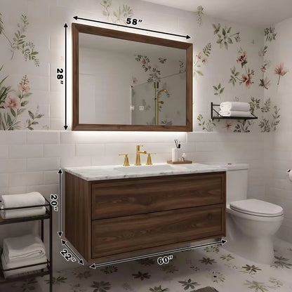 36” - 64” Modern American Bathroom Vanity with Smart Defogging Mirror