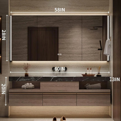 52” - 68” Floating Bathroom Vanity with Black Textured Countertop