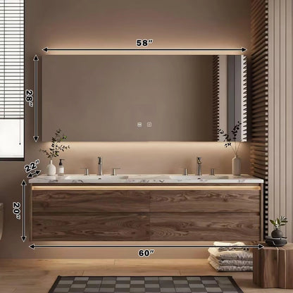 60” - 84” Elegant Bathroom Vanity Includes Textured Countertop & Wood Grain Cabinet