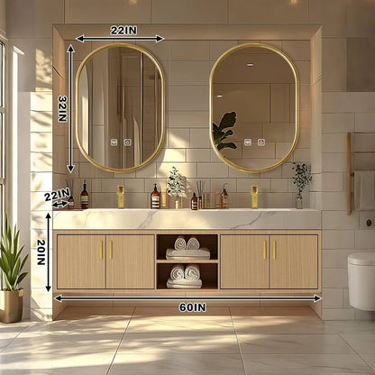 60” – 96” Log Country Floating Bathroom Vanity Includes Rock Slabs Countertop