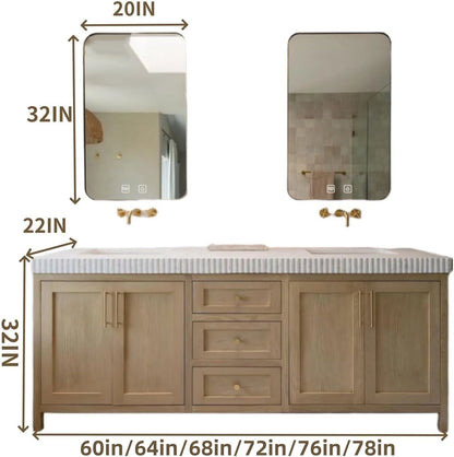 60” - 78” Rustic Log Bathroom Vanity with Large Storage Space & Exquisite Cabinet