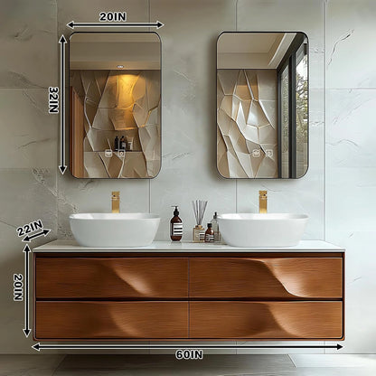 60” - 78” Modern Fashion Bathroom Vanity Includes Wave Texture Design & Thoughtful Details