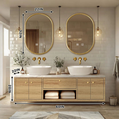 60” – 96” Wall-Mounted Bathroom Vanity with Versatile Storage Space