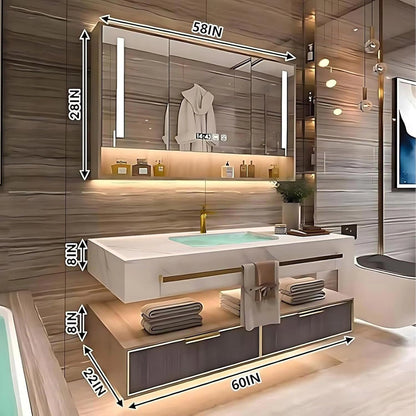 40” - 72” Exquisite Modern Bathroom Vanity with Towel Hanging & Led Light
