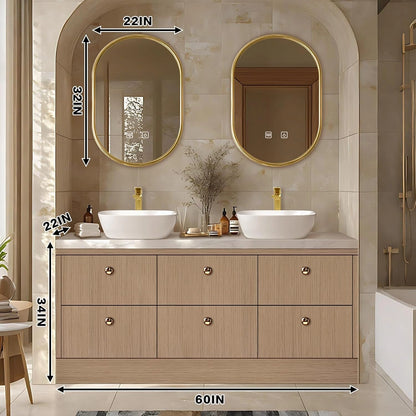 60” - 96” Floor Standing Bathroom Vanity Includes Large Countertop Rock Slabs