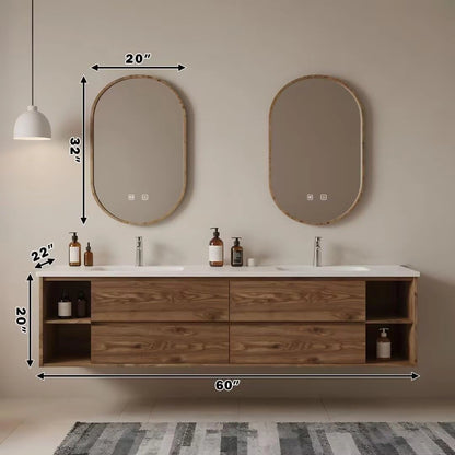 60” - 84” Exquisite Bathroom Vanity with Irregular Smart Defogging Mirror