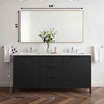 60” - 84” Freestanding Bathroom Vanity Includes Vertical Stripe Design
