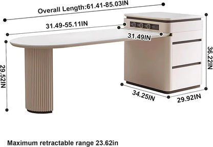 61” - 77” Practical Minimalist Kitchen Island Includes Cylindrical Striped Table Foot (No Chair)
