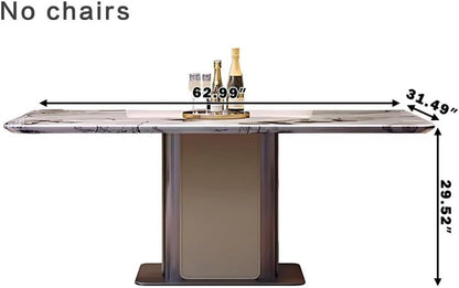 55” - 71” Light Luxury Dining Table with Smooth Ink Wash Texture (No Chair)