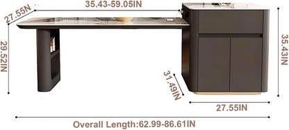 63” - 79” Light Luxury Kitchen Island Includes Open Storage Rack (No Chair)