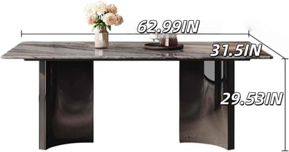 55” - 71” Elegant Dinner Table with Curved Base & Corners (No Chair)