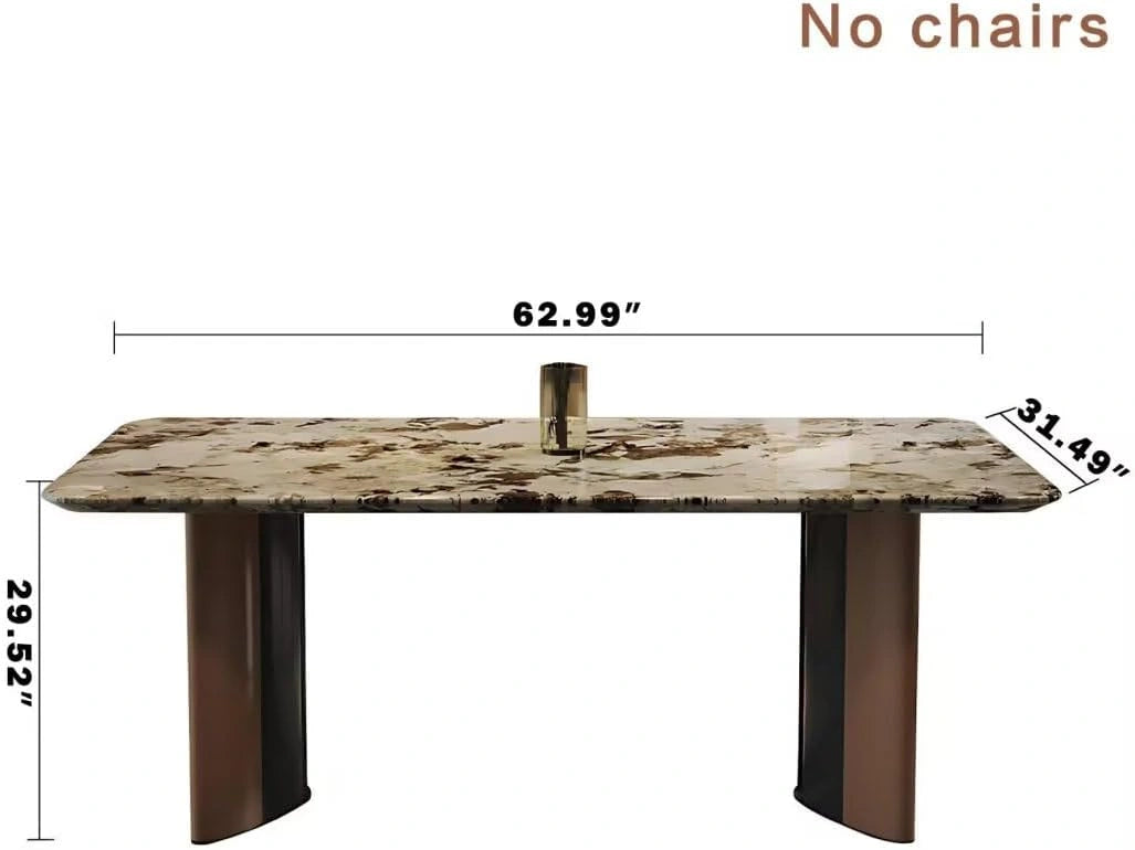 55” - 71” Luxury Dining Table with Metal Two Tone Load Bearing Base (No Chair)