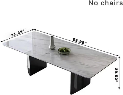 55” - 71” Marble Dining Table with Distinctive Natural Veining (No Chair)
