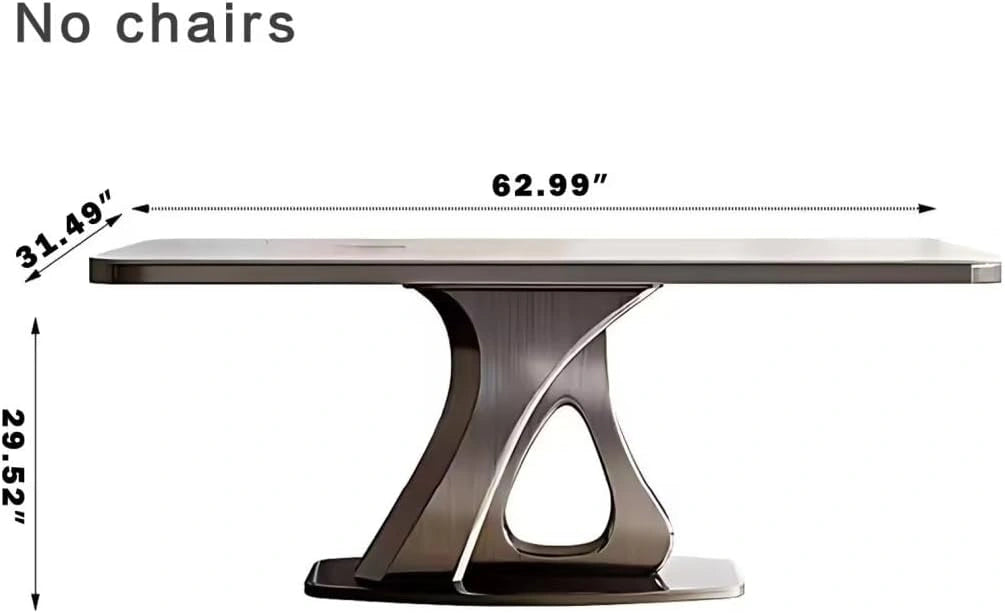 55” - 71” Simple Dining Table with Brushed Stainless Steel Base (No Chair)