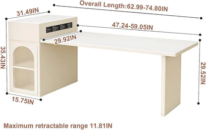 51” - 79” French Exquisite Kitchen Island with Storage Includes Glass Door (No Chair)