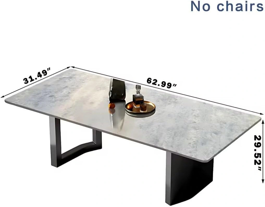 55” - 71” Elegant Dining Table with Brushed Stainless Steel Base (No Chair)