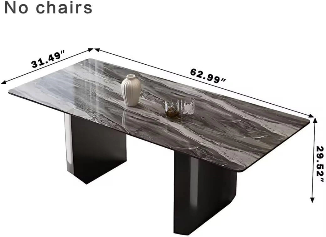 55” - 71” Modern Dining Table with Multicolored Fluent Patterns (No Chair)