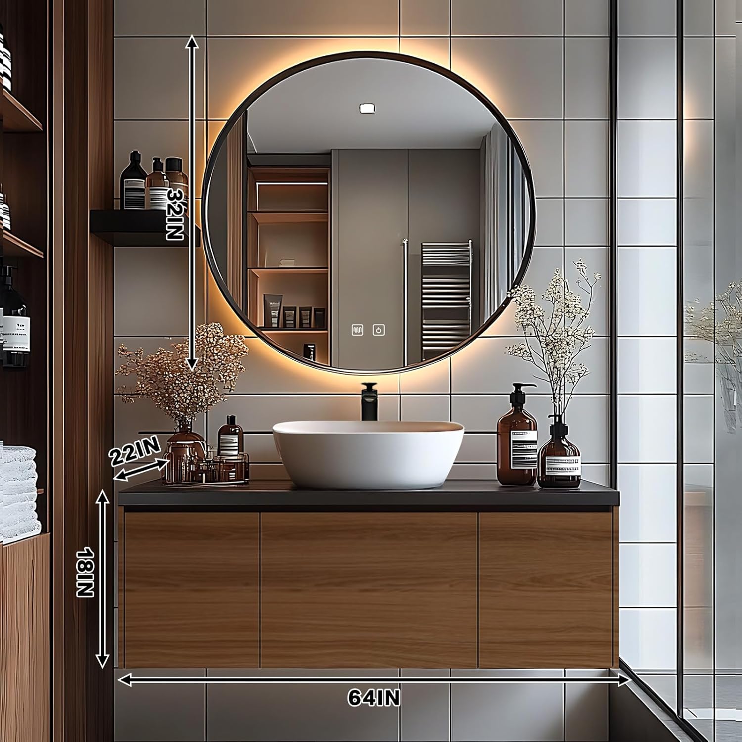 60” - 64” Light Luxury Bathroom Vanity Includes Above Counter Sink & Hidden Handle Design
