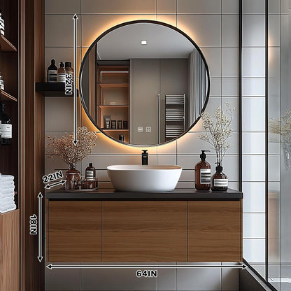 60” - 64” Light Luxury Bathroom Vanity Includes Above Counter Sink & Hidden Handle Design