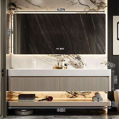 52"- 78" Wall Mounted Bathroom Cabinet Set with LED Defogging Mirror and Sink