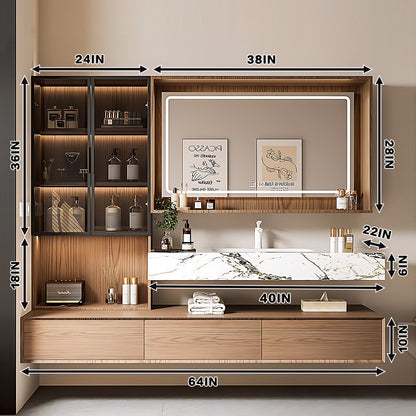 56"-72" Solid wood bath vanity multi drawers big smart mirror