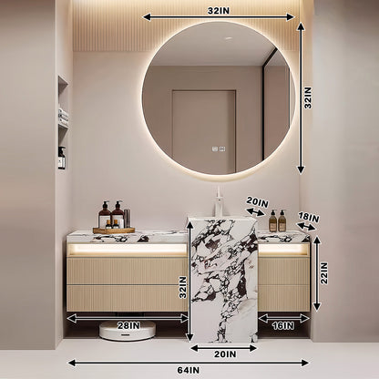 52"-72" Freestanding Bathroom Vanity With Single Sink And Smart Led Mirror