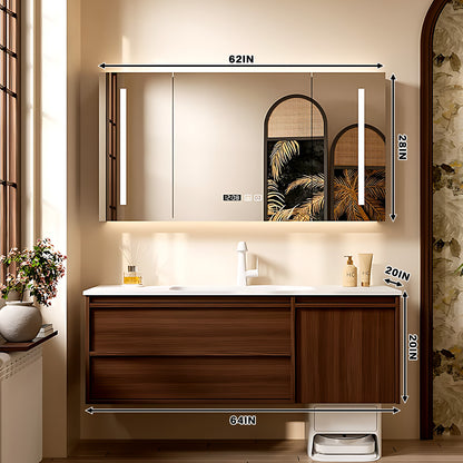40"-64" Bathroom vanity set single sink smart mirror cabinet and drawer
