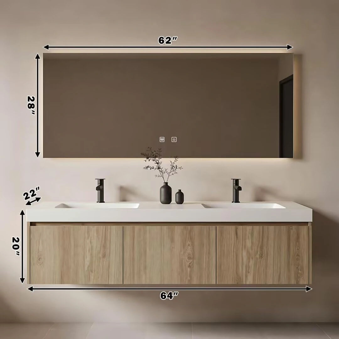 60” - 84” Minimalist Practical Bathroom Vanity with LED Smart Defogging Mirror