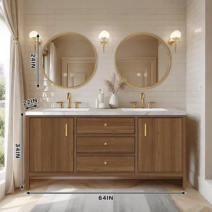 60” - 96” Exquisite Luxury Bathroom Vanity with Smart Defog Mirrors