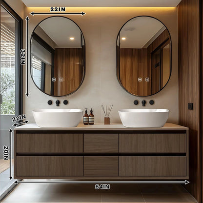 60” - 78” Floating Natural Bathroom Vanity Includes Multiple Wood Grain Drawers