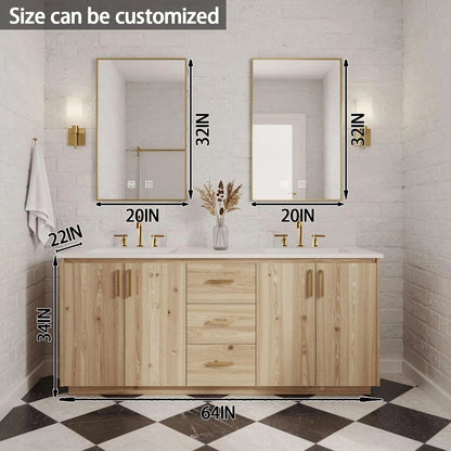 64” - 92” Floor-Standing Bathroom Vanity with Dual Smart Anti Fog Mirror