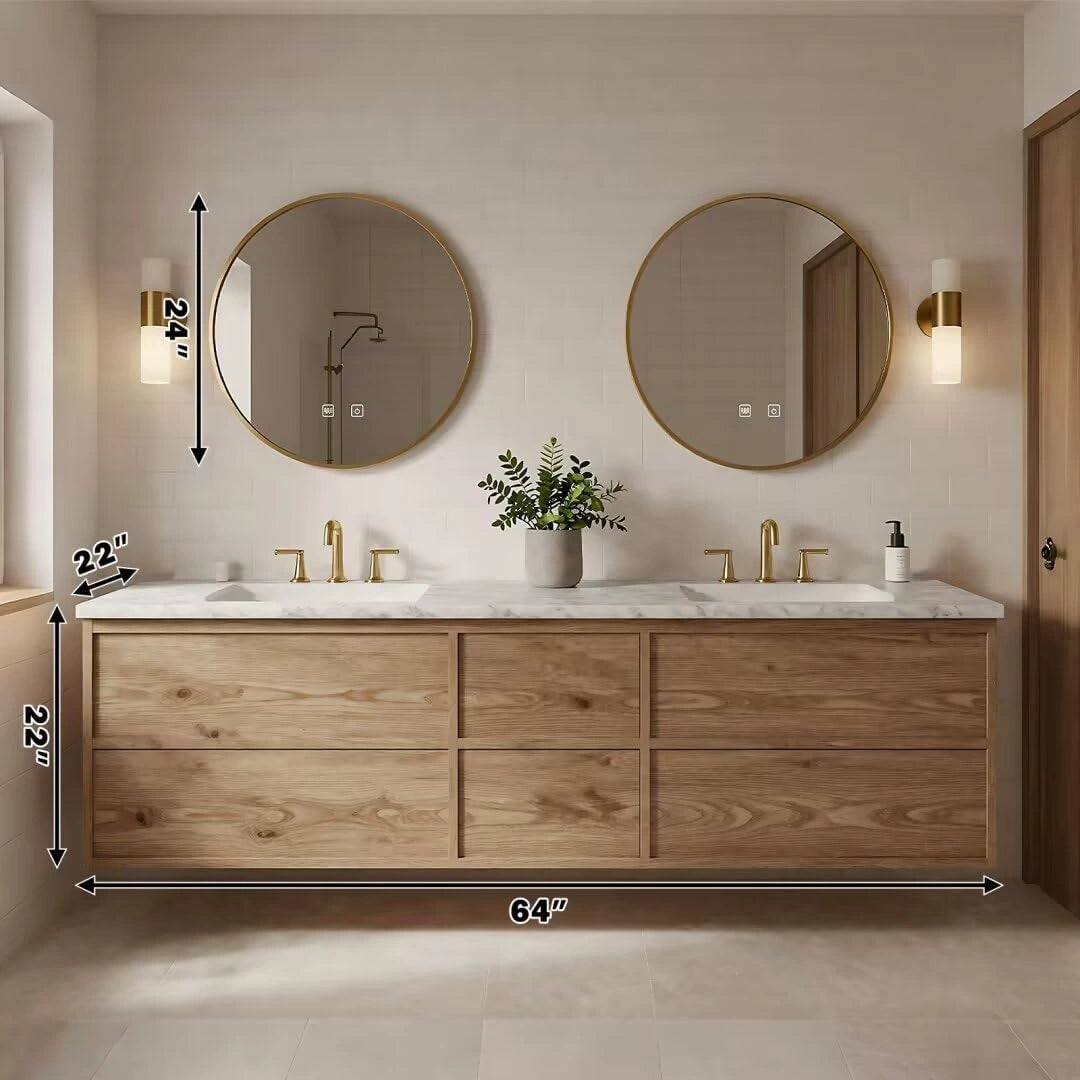 60” - 84” Practical Bathroom Vanity Includes Seamless Ceramic Sink & Textured Countertop