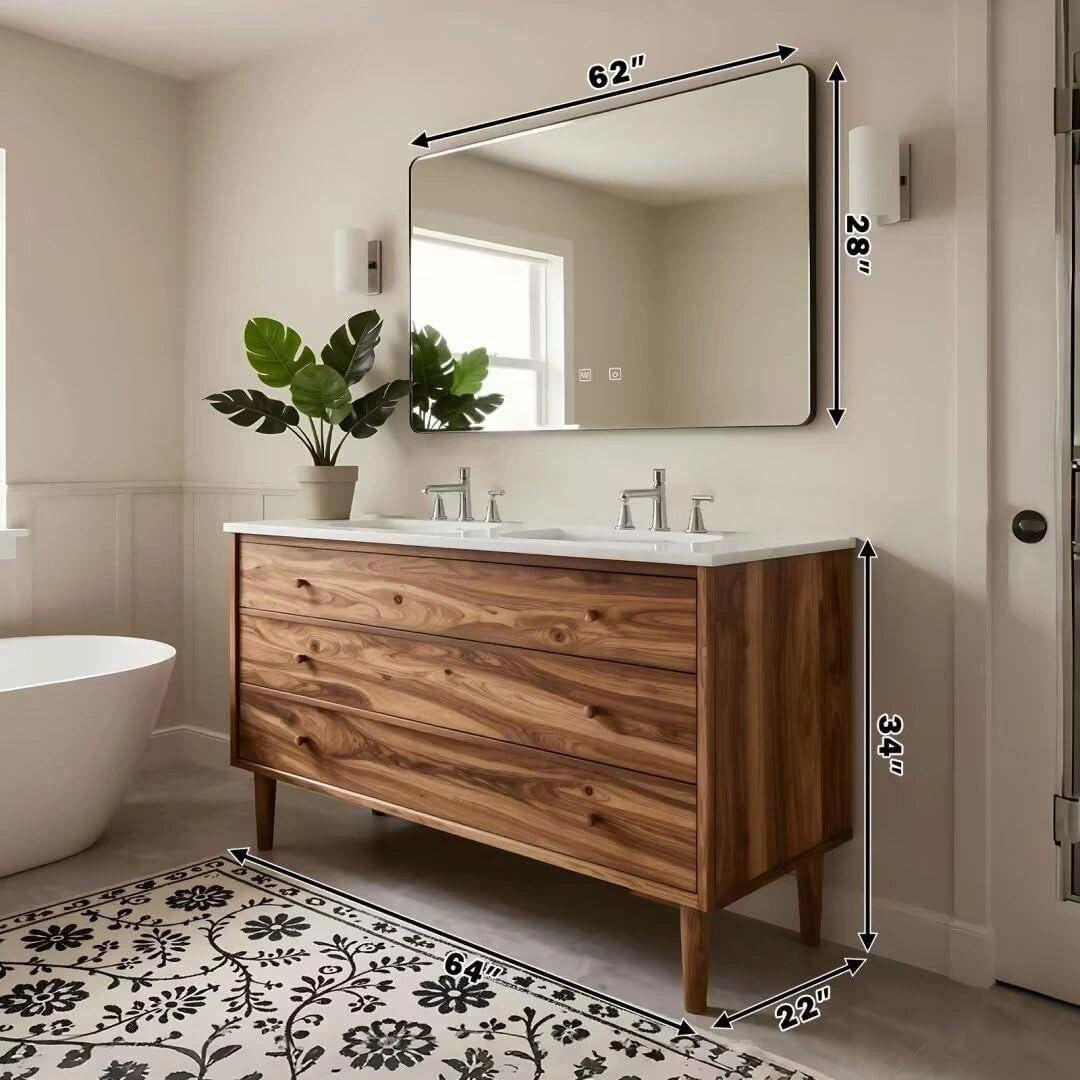 60” - 84” Nordic Vintage Bathroom Vanity with Ceramic Seamless Sink