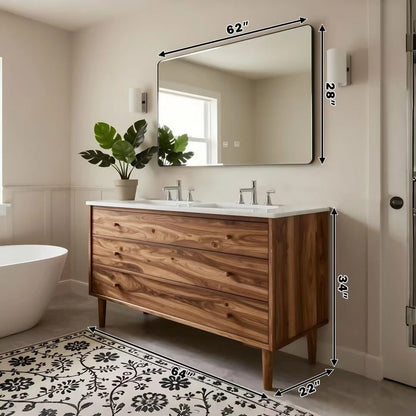 60” - 84” Nordic Vintage Bathroom Vanity with Ceramic Seamless Sink