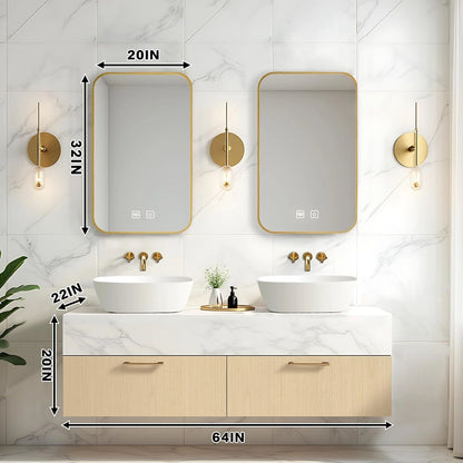 60” - 84” Elegant Exquisite Bathroom Vanity Includes Beige Symmetrical Cabinets