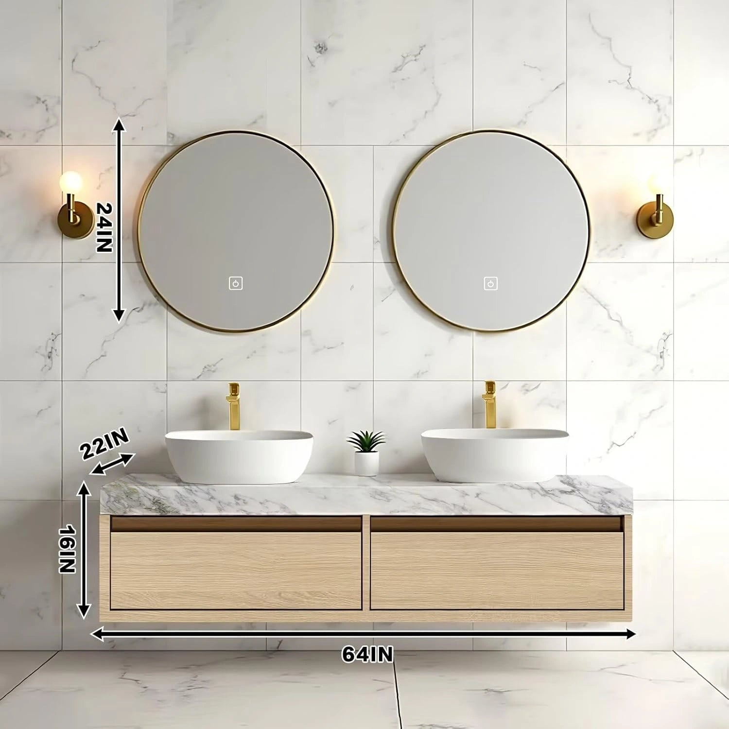 60” - 78” Modern Minimalist Bathroom Vanity Includes Log Style Cabinet