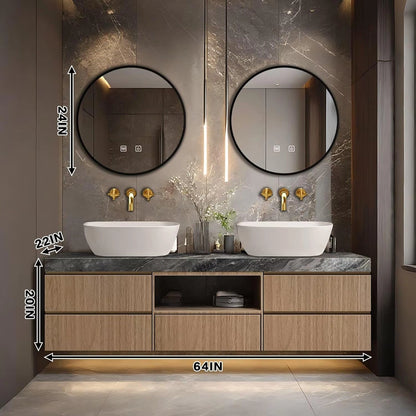 60” – 96” Luxury Textured Bathroom Vanity Includes Above Counter Sinks