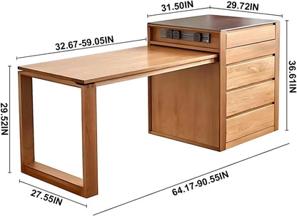 52” - 76” Rustic Log Kitchen Island Includes Rectangular Socket & Drawers (No Chair)