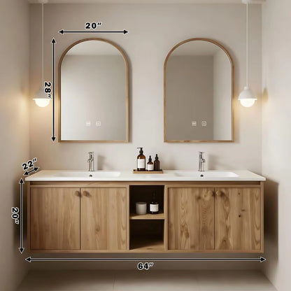 60” - 84” Unique Elegant Bathroom Vanity Includes Wood Grain Cabinet