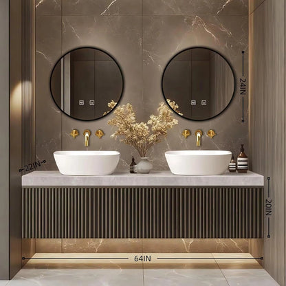 60” - 84” Modern Bathroom Vanity with Striped Wood Cabinet