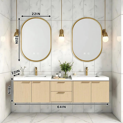 60” - 84” Simple Log Bathroom Vanity Includes Drawer Combination Cabinet