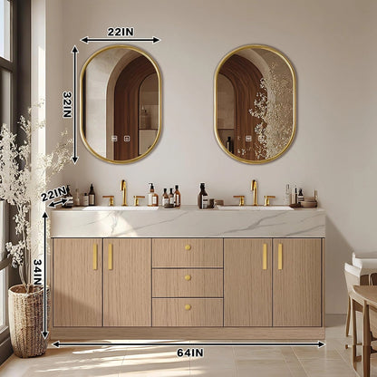 60” – 96” Modern Freestanding Bathroom Vanity Includes Wood Texture Cabinet