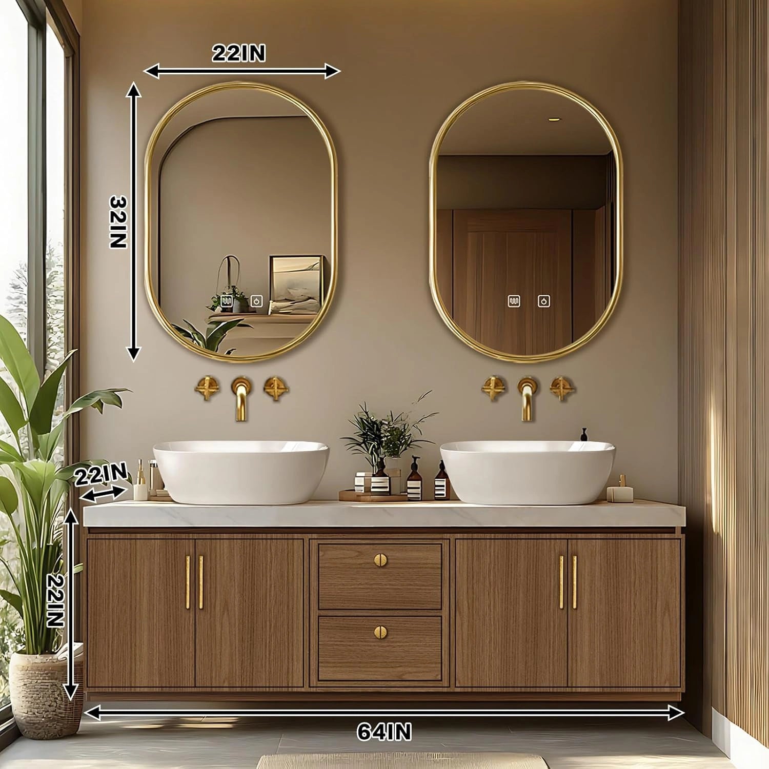 60” – 96” Retro Exquisite Bathroom Vanity Includes Symmetrical Stripe Cabinets