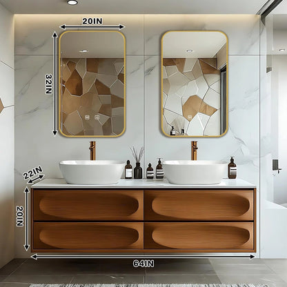 60” - 78” Modern Art Bathroom Vanity Includes Unique Surface Design & Hidden Handle
