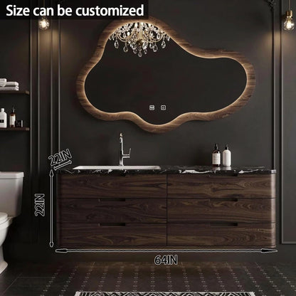 36” - 64” Unique Bathroom Vanity with Cloud-Shaped Smart Mirror